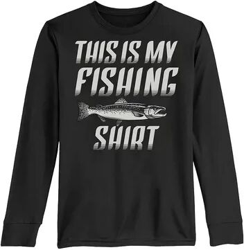 Licensed Character Boys 8-20 This Is My Fishing Shirt Long Sleeve Tee, Boy's, Size: XL, Black