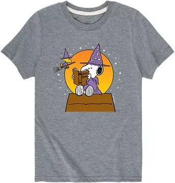 Licensed Character Boys 8-20 Peanuts Snoopy & Woodstock Sorcerer Halloween Tee, Boy's, Size: Large, Grey