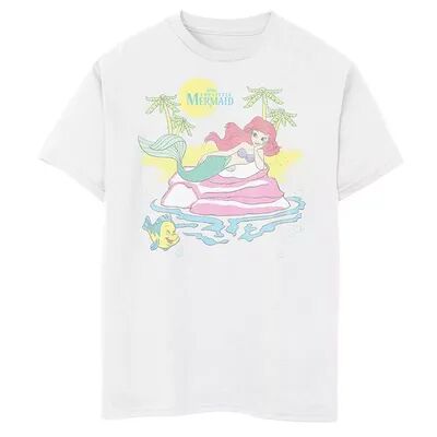 Disney Boys 8-20 Disney The Little Mermaid Ariel Beach Portrait Graphic Tee, Boy's, Size: Large, White