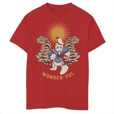 Disney s Mickey And Friends Boys 8-20 Donald Duck Wonder-ful New Years Donald And Two Tigers Logo Tee, Boy's, Size: Medium, Red