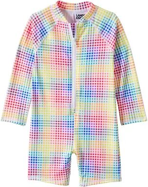 Lands' End Baby Lands' End Long Sleeve Sunsuit Swimsuit, Boy's, Size: 12-18MONTH, Rainbow Check