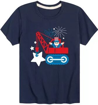 Licensed Character Boys 8-20 Americana Construction Crane Graphic Tee, Boy's, Size: Large, Blue