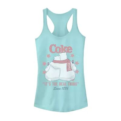 Licensed Character Juniors' Coca-Cola Polar Bears Hugging It's The Real Thing Racerback Tank, Girl's, Size: XS, Orange