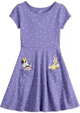 Disney Toddler Girl Disney Minnie Mouse & Daisy Duck Short Sleeve Polka Dot Skater Dress by Jumping Beans , Toddler Girl's, Size: 2T, Med Purple