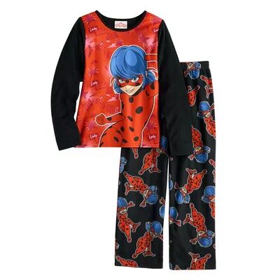 Disney Girls 4-10 Miraculous: Tales of Ladybug & Cat Noir 2-Piece Pajama Set, Girl's, Size: 8, Black