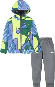 Nike Baby Boy Nike All Day Play All Over Print Hooded Jacket & Jogger Pants Set, Boy's, Size: 12 Months, Med Grey