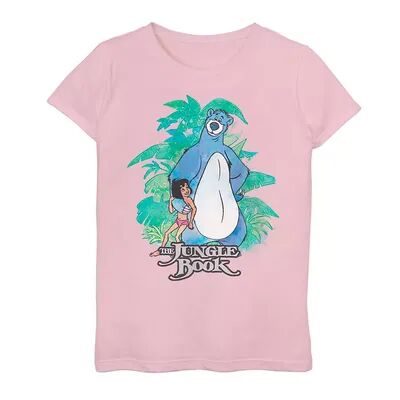 Disney Girls 7-16 Jungle Book Mowgli and Baloo Sketch Graphic Tee, Girl's, Size: Small, Pink