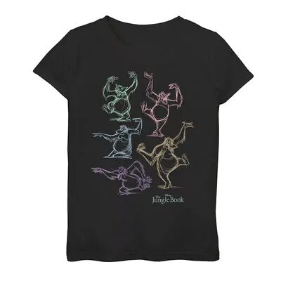 Disney Girls 7-16 Jungle Book Neon King Louie Graphic Tee, Girl's, Size: Small, Black