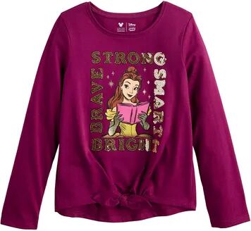 Disney Girls 4-12 Disney Beauty & The Beast Belle Embellished Long Sleeve Tie Front Tee by Jumping Beans , Girl's, Size: 6, Dark Pink