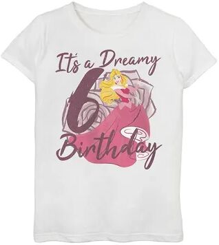 Disney Girls 7-16 Girls Disney Princess Sleeping Beauty Aurora It's a Dreamy Sixth Birthday Graphic Tee, Girl's, Size: XL, White