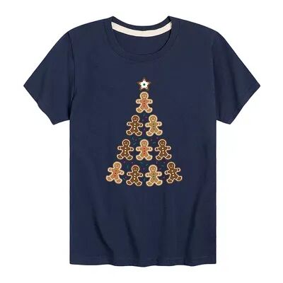 Licensed Character Boys 8-20 Gingerbread Man Tree Tee, Boy's, Size: Large, Blue