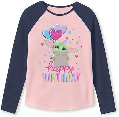 Jumping Beans Girls 4-12 Jumping Beans The Mandalorian Grogu aka Baby Yoda Birthday Raglan Sleeve Graphic Tee, Girl's, Size: 8, Brt Pink