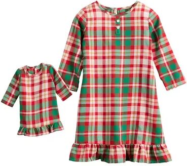 Jammies For Your Families Girls 4-16 Jammies For Your Families Joyful Celebration Flannel Nightgown & Doll Gown Set, Girl's, Size: XS (6/6X), Med Green