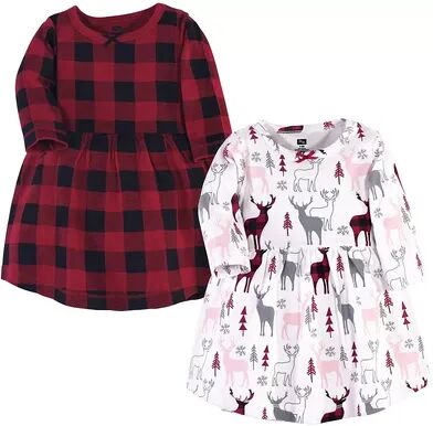 Hudson Baby Infant and Toddler Girl Long-Sleeve Cotton Dresses 2pk, Deer, Toddler Girl's, Size: 4T, Brt Red