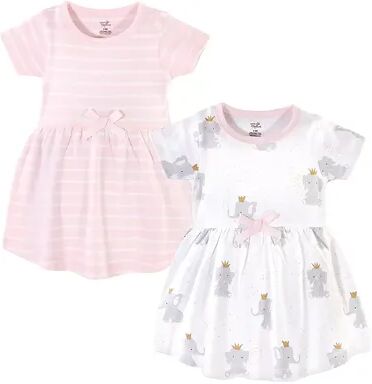 Hudson Baby Infant and Toddler Girl Cotton Short-Sleeve Dresses 2pk, Elephant Princess, Toddler Girl's, Size: 4T, Med Pink