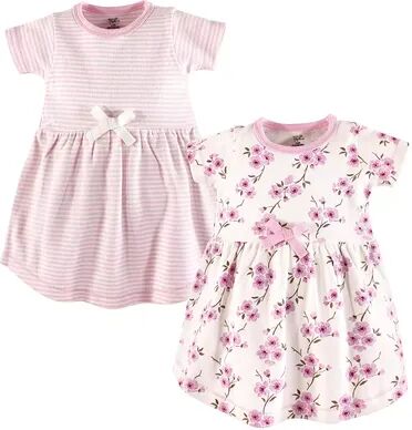 Touched by Nature Baby and Toddler Girl Organic Cotton Short-Sleeve Dresses 2pk, Cherry Blossom, Toddler Girl's, Size: 6-9 Months, Med Pink