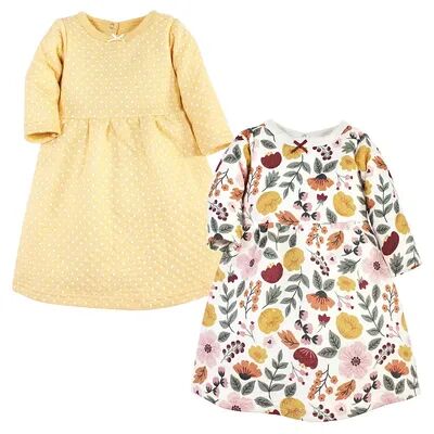 Hudson Baby Infant and Toddler Girl Cotton Dresses, Fall Botanical, Toddler Girl's, Size: 0-3 Months, Yellow