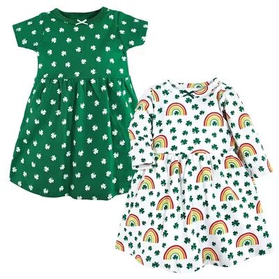 Hudson Baby Infant and Toddler Girl Cotton Dresses, St Patricks Rainbow, Toddler Girl's, Size: 0-3 Months, Green