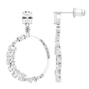 A&M Silver-Tone Cluster Round Hoop Earrings, Women's, White