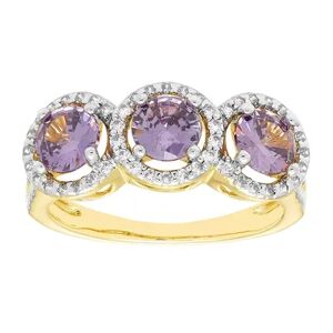 A&M Gold Tone Purple Sapphire Accent Trio Ring, Women's, Size: 8, White