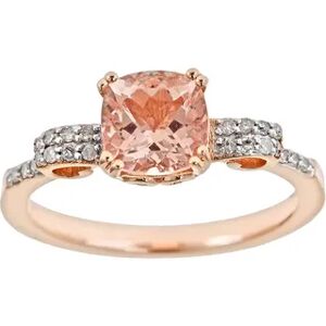 Celebration Gems 14k Rose Gold Over Sterling Silver .11-ct. T.W. Diamond and Morganite Ring, Women's, Size: 5, Pink