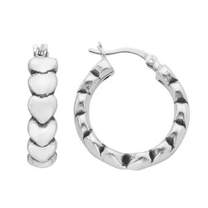 A&M Sterling Silver Layered Heart Hoop Earrings, Women's