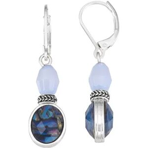 Napier Silver Tone Blue Simulated Stone Beaded Drop Earrings, Women's