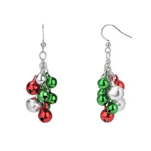 Celebrate Together Silver Tone Red and Green Jingle Bell Nickel Free Earrings, Women's, Multicolor