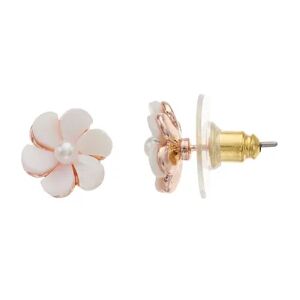 LC Lauren Conrad Mother-of-Pearl Nickel Free Flower Stud Earrings, Women's, Pink