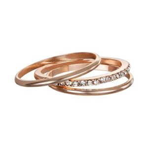 LC Lauren Conrad 3-piece Pave Band Midi Ring Set, Women's, Size: 3.50, Pink