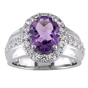 Stella Grace Sterling Silver Amethyst & Lab Created White Sapphire Halo Ring, Women's, Size: 8, Multicolor