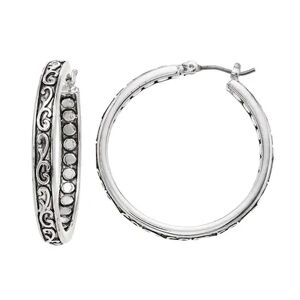 Napier Filigree Textured Hoop Earrings, Women's, Silver