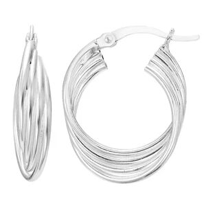 A&M Sterling Silver Multi Layered Hoop Earrings, Women's, White