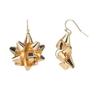 Celebrate Together Gold Tone Gift Bow Nickel Free Earrings, Women's