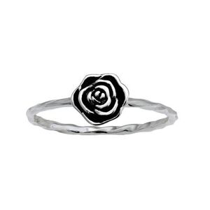 PRIMROSE Sterling Silver Oxidized Rose Twisted Band Ring, Women's, Size: 8