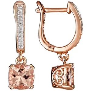 Celebration Gems 14k Rose Gold Over Sterling Silver 1/10-ct. T.W. Diamond and Morganite Drop Earrings, Women's, Pink