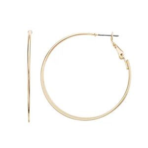 LC Lauren Conrad Classic Hammered Hoop Earrings, Women's, Gold