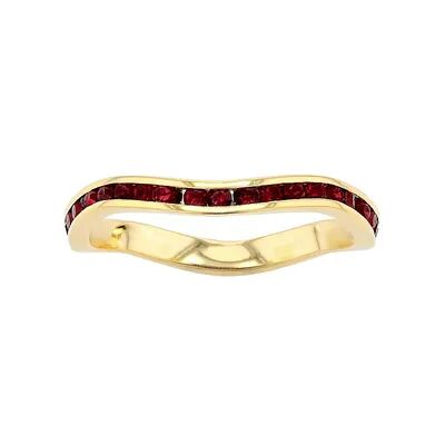 Traditions Jewelry Company 18k Gold Over Silver Birthstone Crystal Wave Ring, Women's, Size: 7, Red