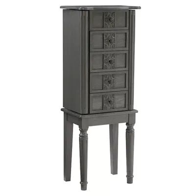 Linon Theresa Jewelry Armoire Floor Decor, Grey