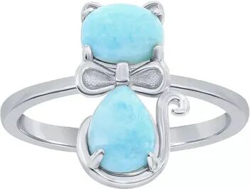 Unbranded Sterling Silver Genuine Larimar Cat Ring, Women's, Size: 7, Blue