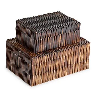 GAURI KOHLI Winston Decorative Boxes, Set of 2, Red/Coppr