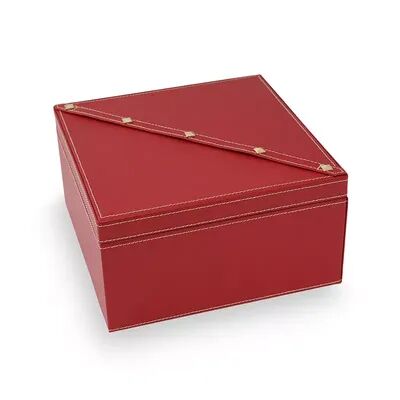 Bey-Berk Stud Leather Jewelry Box, Women's, Red