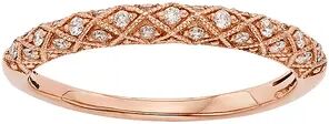 The Regal Collection 1/6 Carat T.W. IGL Certified Diamond 14k Gold Art Deco Wedding Ring, Women's, Size: 7, Pink