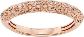 The Regal Collection 1/5 Carat T.W. IGL Certified Diamond 14k Gold Art Deco Wedding Ring, Women's, Size: 7, Pink