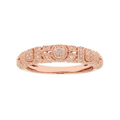 The Regal Collection 14k Gold 1/4 Carat T.W. IGL Certified Diamond Art Deco Wedding Ring, Women's, Size: 8, White