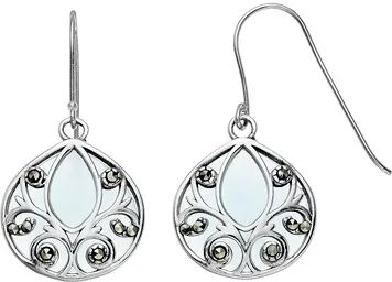 Tori Hill Sterling Silver Blue Glass & Marcasite Teardrop Dangle Earrings, Women's