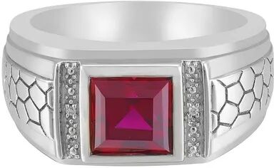 Unbranded Men's Sterling Silver Lab-Created Ruby & Diamond Accent Ring, Size: 11, Red