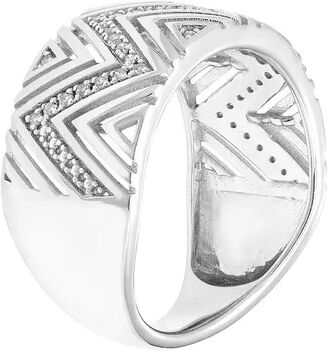 Unbranded Sterling Silver 1/8 Carat T.W. Diamond Art Deco Wave Ring, Women's, Size: 6, White