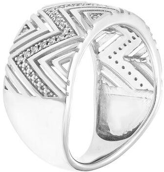 Unbranded Sterling Silver 1/8 Carat T.W. Diamond Art Deco Wave Ring, Women's, Size: 7, White