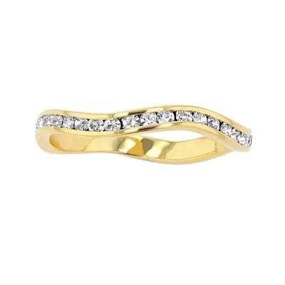 Traditions Jewelry Company 18k Gold Over Silver Birthstone Crystal Wave Ring, Women's, Size: 5, White